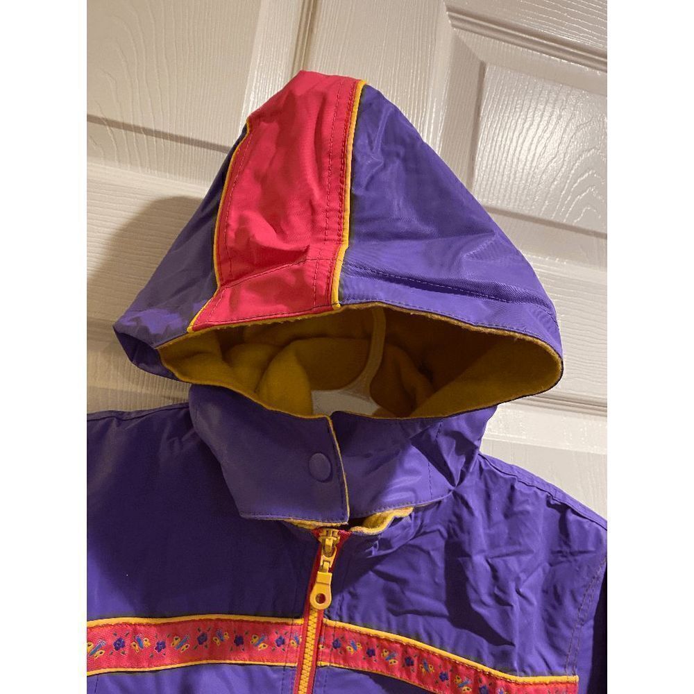 Wippette Kids Removable Hood Zip up Windbreaker Jacket Purple Pink Sz 5/6 - Picture 3 of 5